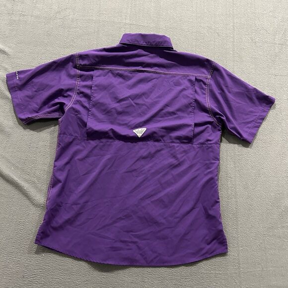Columbia PFG LSU Tigers Shirt Mens Medium Purple Fishing College Vented Preppy - Picture 2 of 11